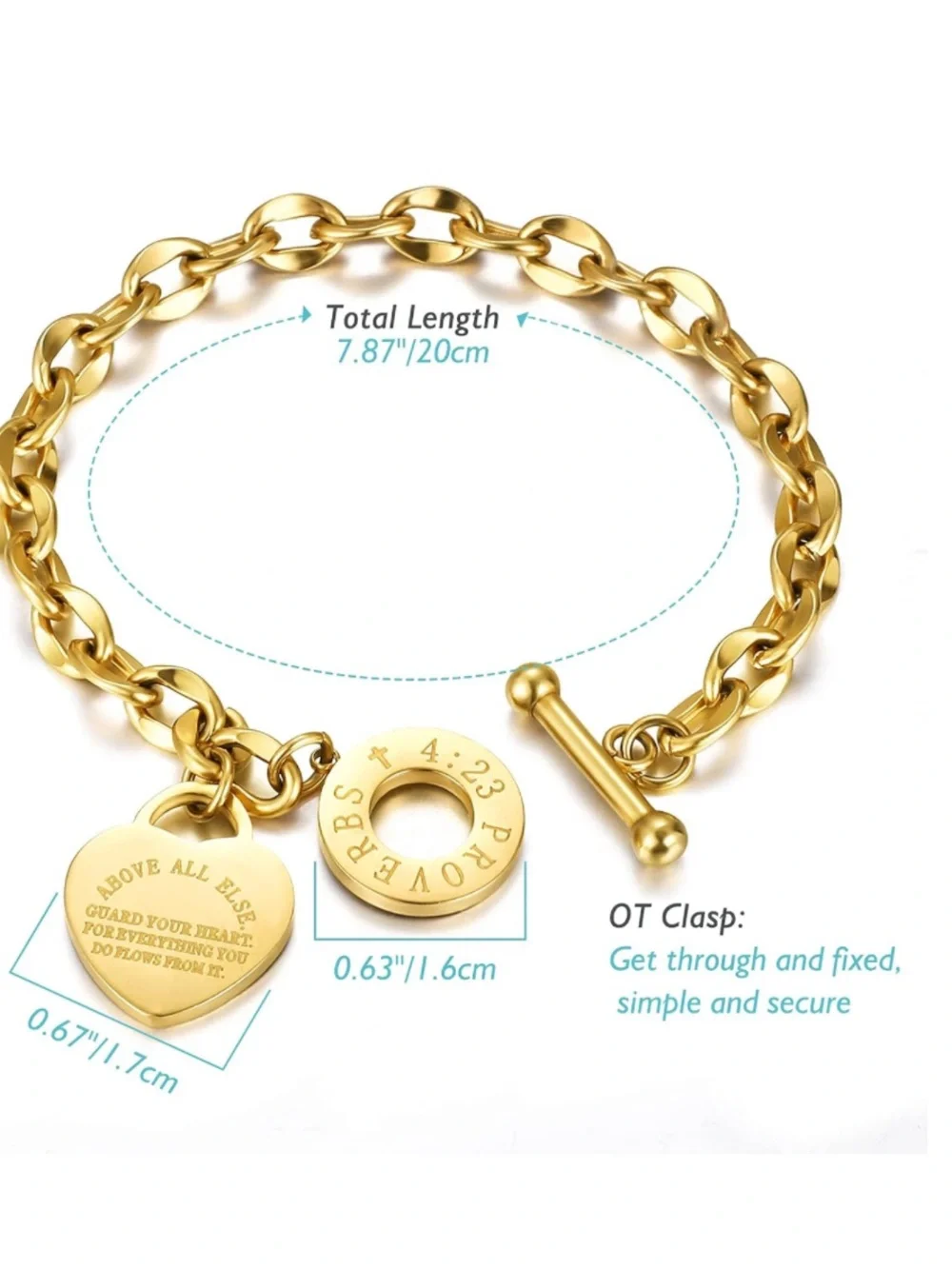 Faithful Heart Toggle Bracelet in 18K Gold